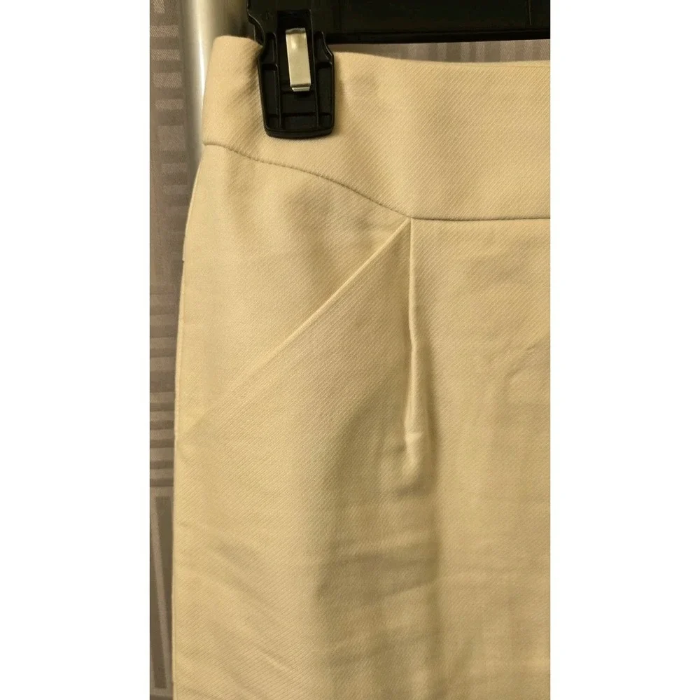 J. Crew The Pencil Skirt‎ Size 6 Ivory 100% Cotton Knee Length Pockets